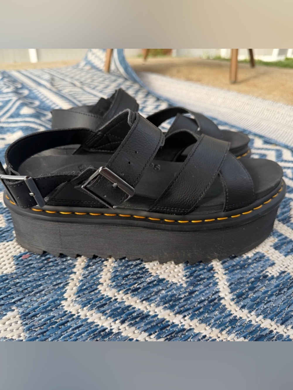 Dr Martens Voss II Quad Athena Platform Sandals W 11 EU 43 Black Leather